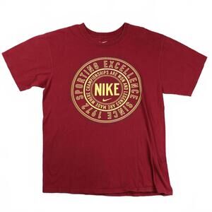 Vintage BIG LOGO Nike T Shirt Red&Yellow 100% Cotton Large